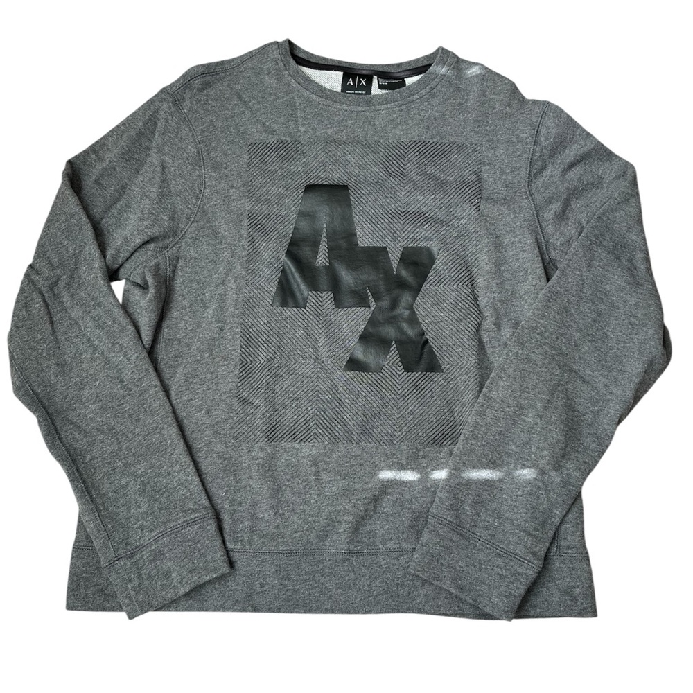 Armani Exchange Men’s Pullover Sweater AX Logo Size Medium, Gray